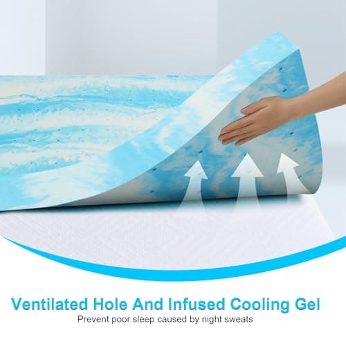 3 Memory Foam Mattress Topper, Full Size, Gel Infused, Cooling, Ventilated, Breathable, Blue, Back Pain Relief
