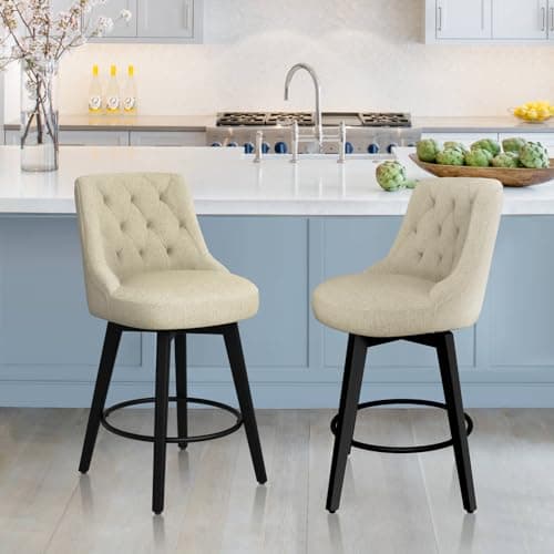 Set of 2 26 Swivel Bar Stools for Kitchen Island with Backs