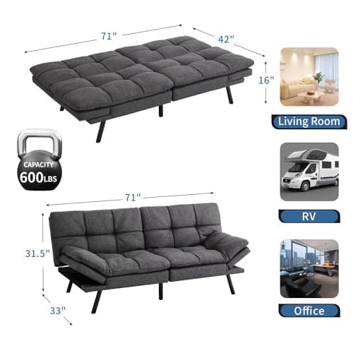 Memory Foam Futon Sofa Bed for Compact Living Spaces