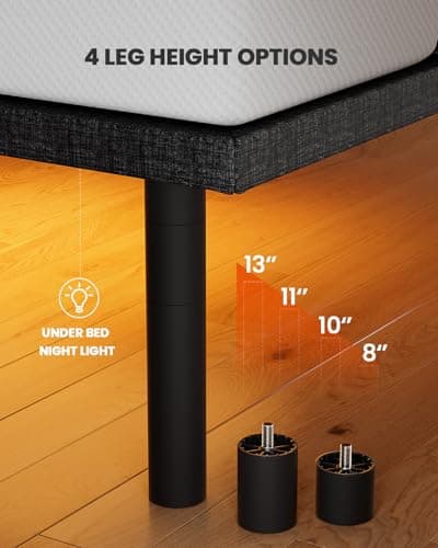 AMADA HOMEFURNISHING Adjustable Queen Bed Frame with Massage, USB Ports, and Under-Bed Light