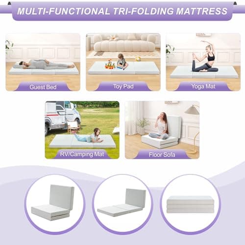 King Size Folding Gel Memory Foam Mattress Topper by MUUEGM
