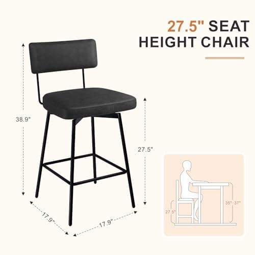 Set of 2 Modern Swivel Bar Stools with Cushion Backs