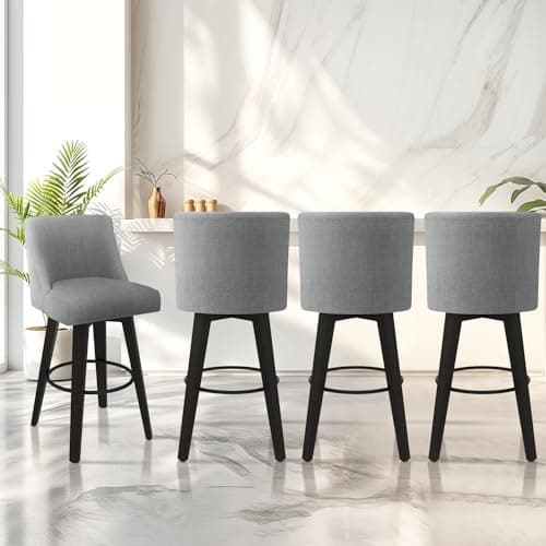 Swivel Counter Height Bar Stools Set of 2 with Solid Wood Stand
