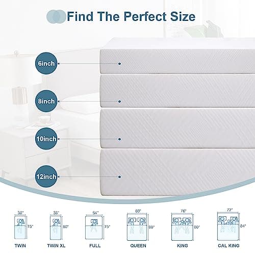 Green Tea Gel Infused Memory Foam Twin Mattress, Cooling Sleep & Pressure Relief