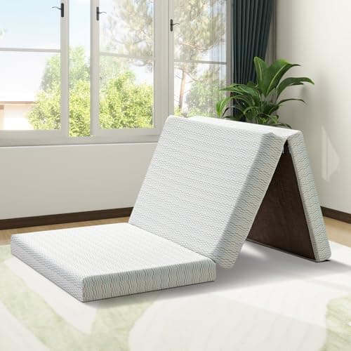King Size Tri Folding Memory Foam Mattress with Washable Cover - Portable Topper for Yoga/Camping/RV/Guest Beds