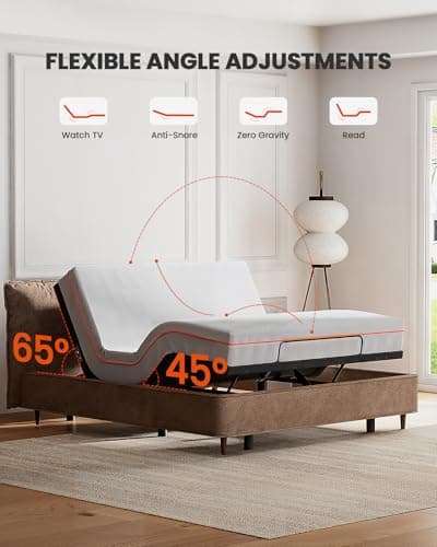 AMADA HOMEFURNISHING Adjustable Queen Bed Frame with Massage, USB Ports, and Under-Bed Light