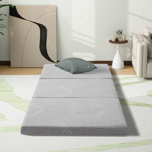 Foldable Memory Foam Trifold Toddler Bed Mattress, Portable 4 Inch Folding Bed