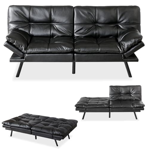 MUUEGM 71 Futon Couch with Memory Foam and Adjustable Backrest - Dark Grey