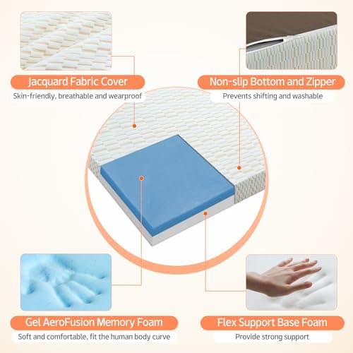 King Size Tri Folding Memory Foam Mattress with Washable Cover - Portable Topper for Yoga/Camping/RV/Guest Beds