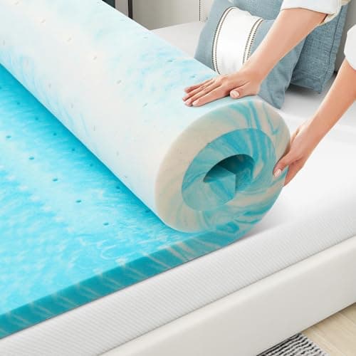 3 Memory Foam Mattress Topper, Full Size, Gel Infused, Cooling, Ventilated, Breathable, Blue, Back Pain Relief