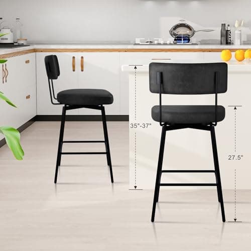 Set of 2 Modern Swivel Bar Stools with Cushion Backs