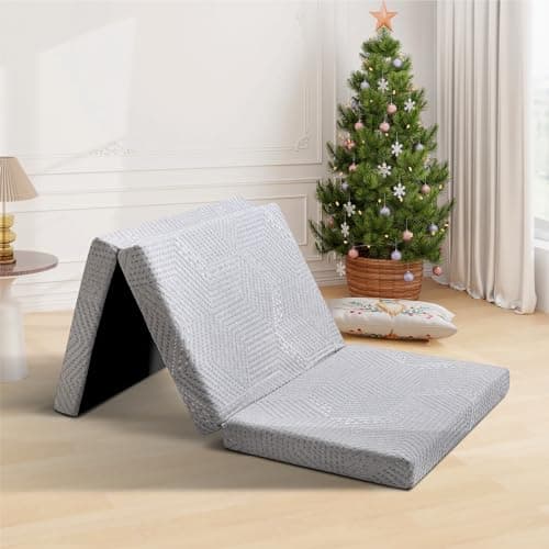 Foldable Memory Foam Mattress Topper - Full Size, Portable, Washable Cover, Non-Slip Bottom