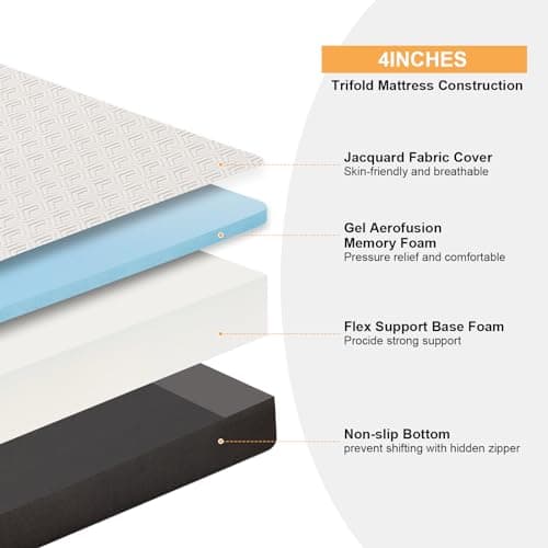 Portable Tri-folding Memory Foam Mattress - Twin Size