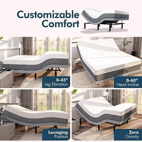 Queen Adjustable Bed Base with Massage and Remote Control