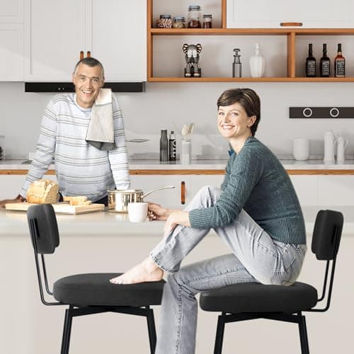 Set of 2 Modern Swivel Bar Stools with Cushion Backs