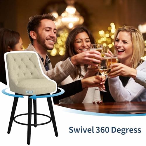 Set of 2 26 Swivel Bar Stools for Kitchen Island with Backs