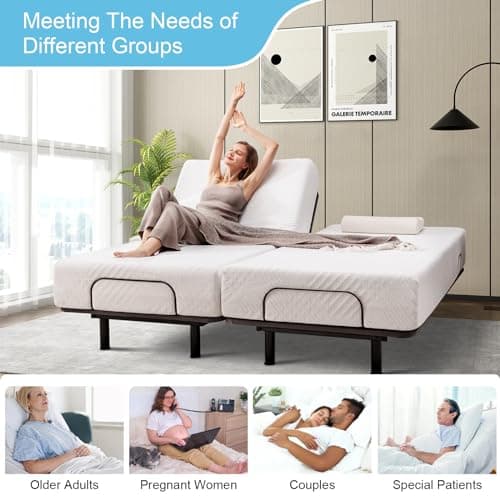 Adjustable Bed Base Twin XL with Memory Foam Mattress and Massage