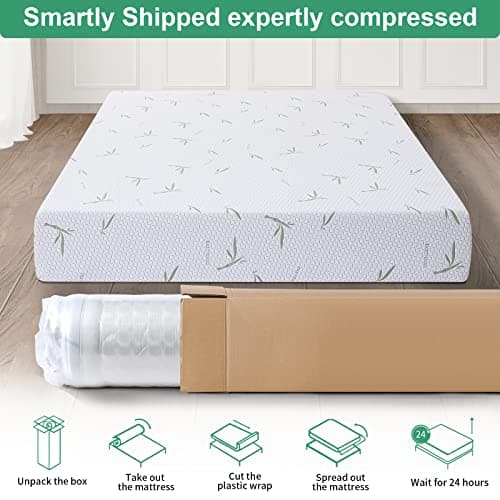 Cooling Gel Memory Foam Twin XL Mattress with Bamboo Cover, 8 Inch