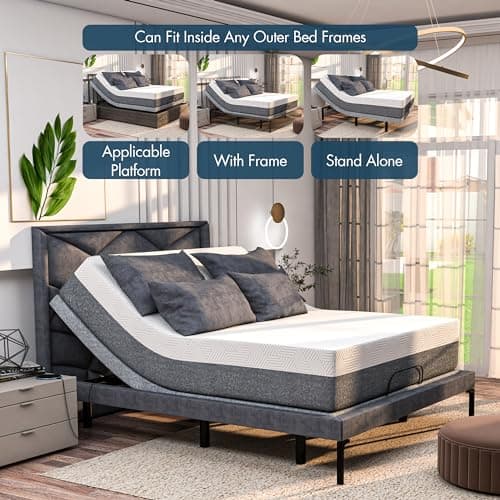 Queen Adjustable Bed Base with Massage and Remote Control