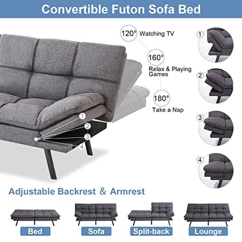 Memory Foam Futon Sofa Bed for Compact Spaces