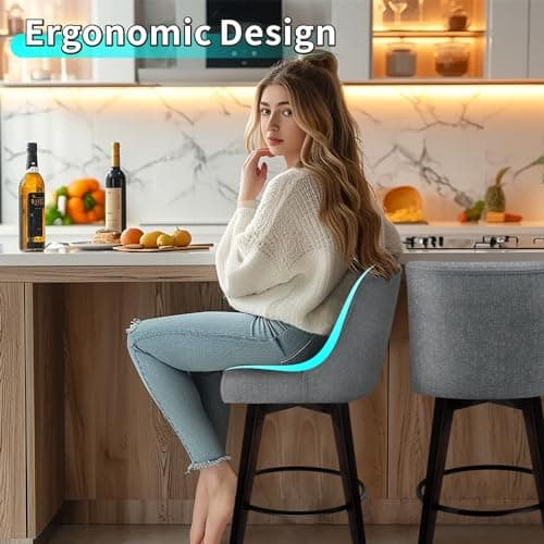 Modern 360°Swivel Bar Chairs Set of 2 for Bar, Kitchen, Dining Room