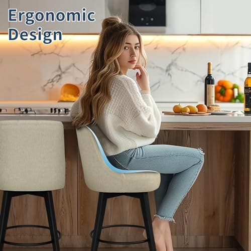 Set of 2 26 Swivel Bar Stools for Kitchen Island with Backs