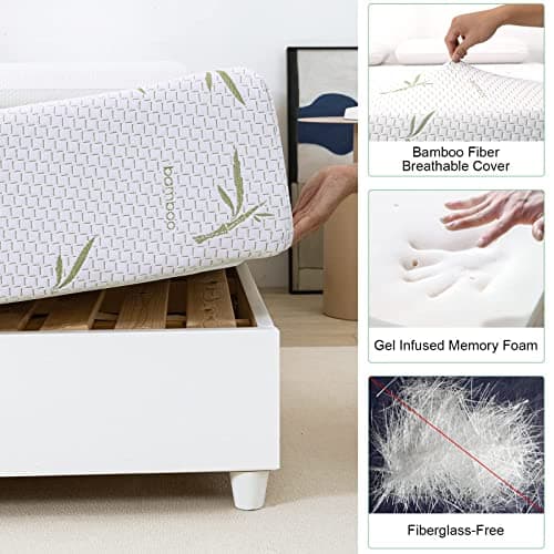 Green Tea Gel Infused Memory Foam Mattress, Medium Firm, California King Size, CertiPUR-US Certified