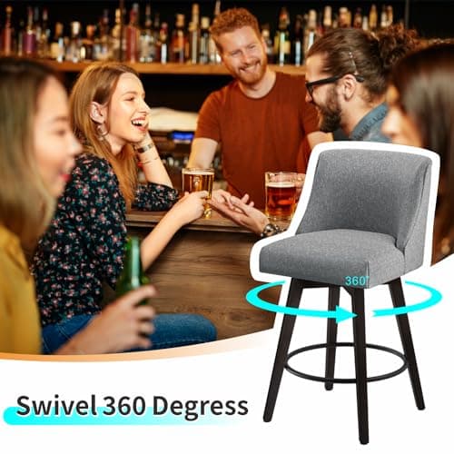 Modern 360°Swivel Bar Chairs Set of 2 for Bar, Kitchen, Dining Room