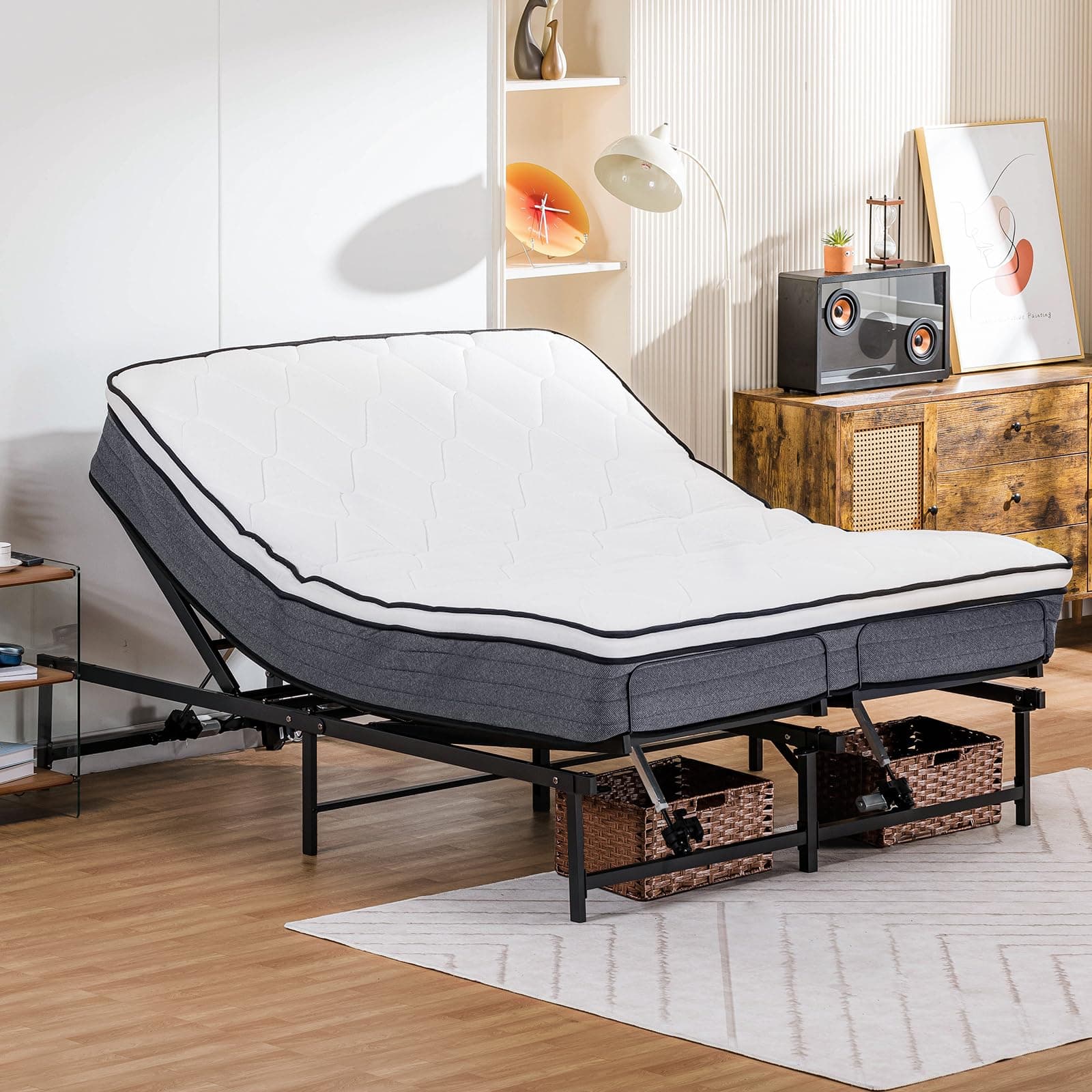 COMHOMA Adjustable Queen Bed Frame with Remote Control and Independent Incline