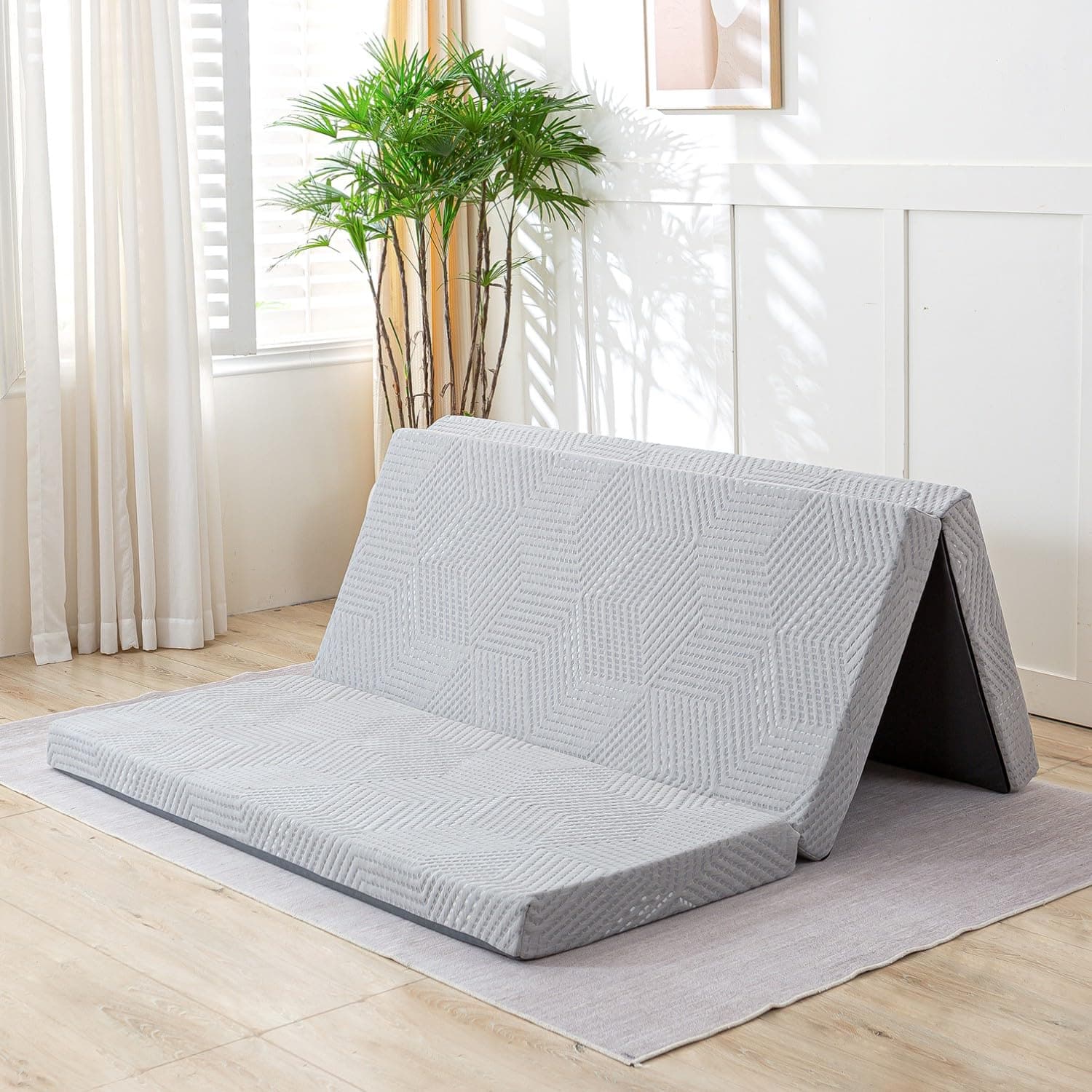 Foldable Twin Memory Foam Mattress with Washable Cover, 4 Inch Thickness