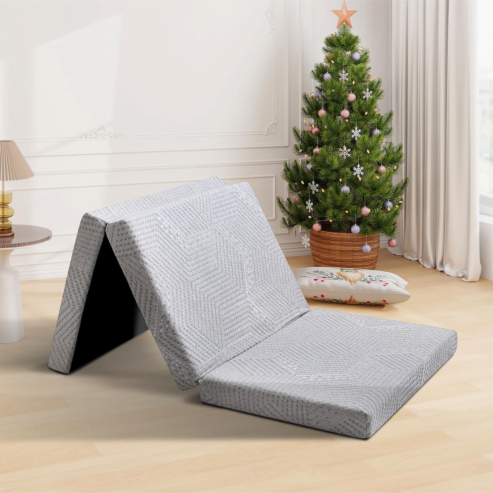 Foldable Memory Foam Mattress Topper - Full Size, Portable, Washable Cover, Non-Slip Bottom